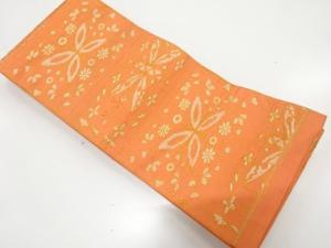 アンティーク　花更紗模様織り出し半幅帯（着用可）